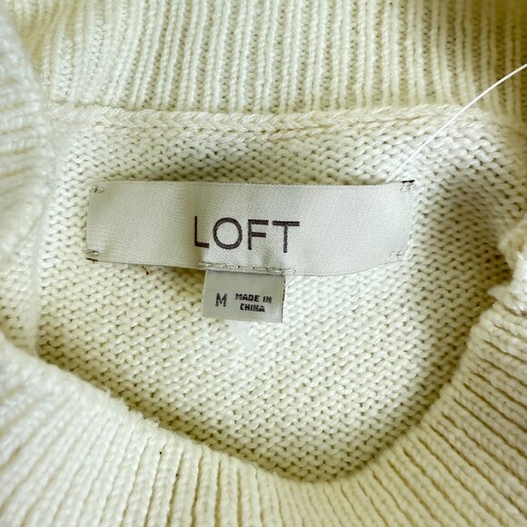 NWOT LOFT Breton Stripe Mock-Neck Sweater w/ Button Shoulder – M - Picture 3 of 8